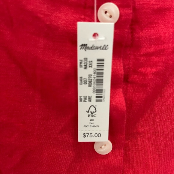 Red Button Skyler Linen Blend Top, Pebble Pinstripe